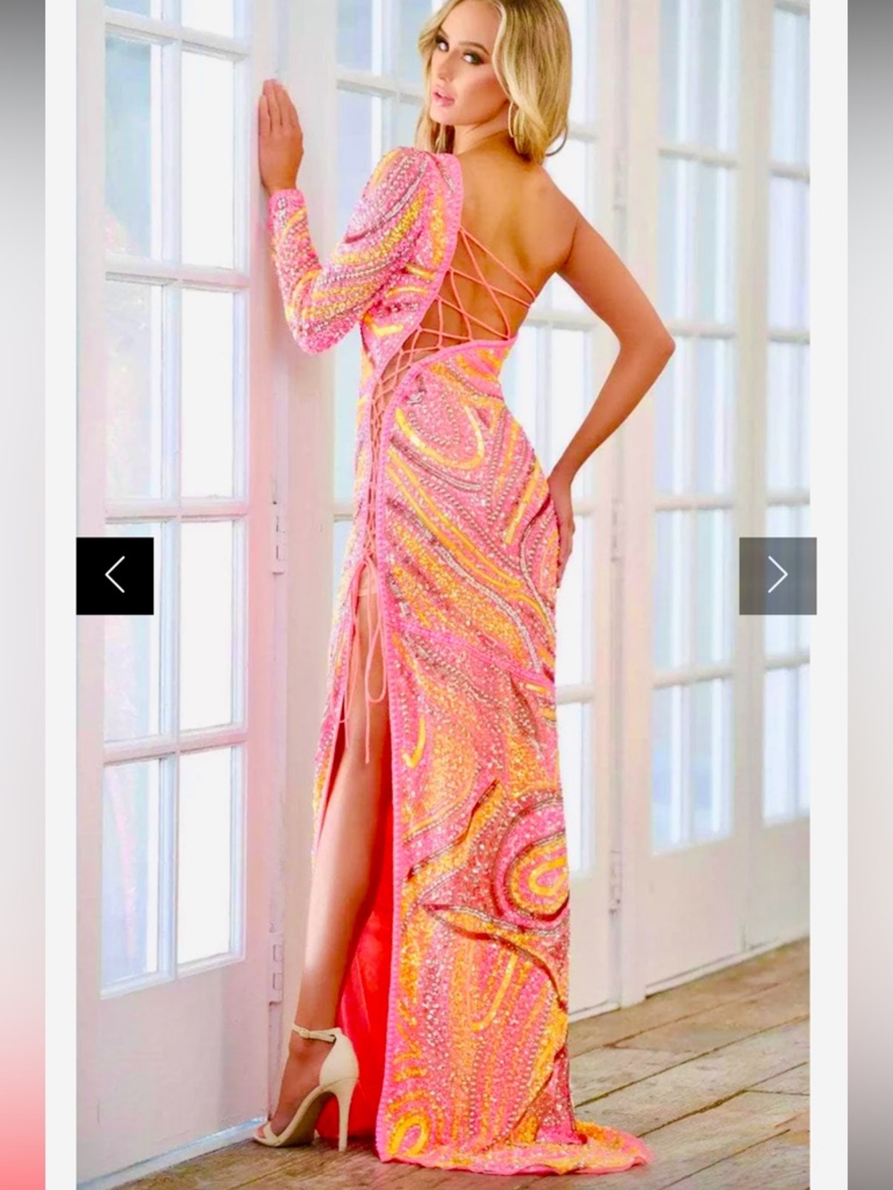 New Aleta Couture Asymmetrical Corset One Shoulder Fully Embellished Gown 0 - Picture 2 of 9